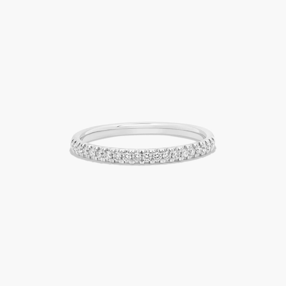 18K White Gold Thin Pavé Set Diamond Wedding Ring