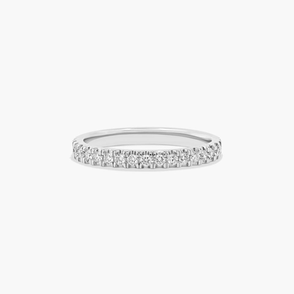 18K White Gold Art Nouveau Pavé Set Diamond Wedding Ring (.27 CTW.)