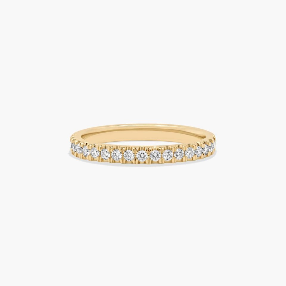 18K Yellow Gold Art Nouveau Pavé Set Diamond Wedding Ring (.27 CTW.)