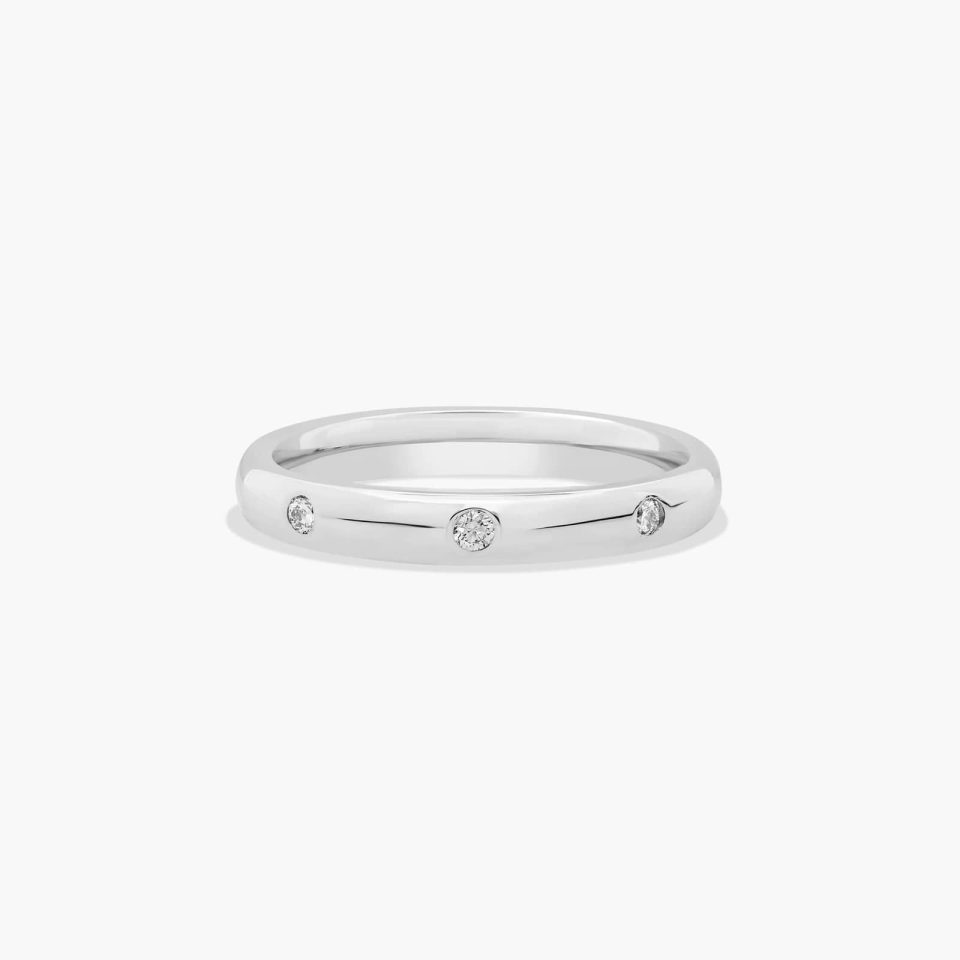 18K White Gold 3mm Bezel Set Diamond Wedding Ring