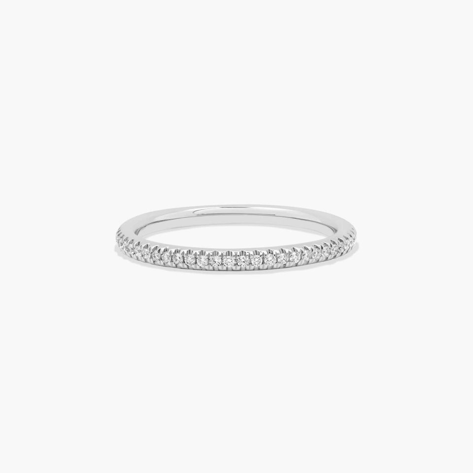 18K White Gold U Pavé Rounded Wedding Ring