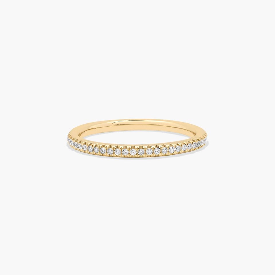 14K Yellow Gold U Pavé Rounded Wedding Ring