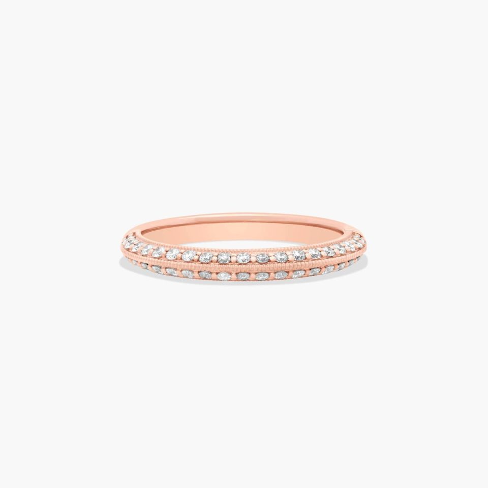 14K Rose Gold Pavé Knife Edge Lotus Band