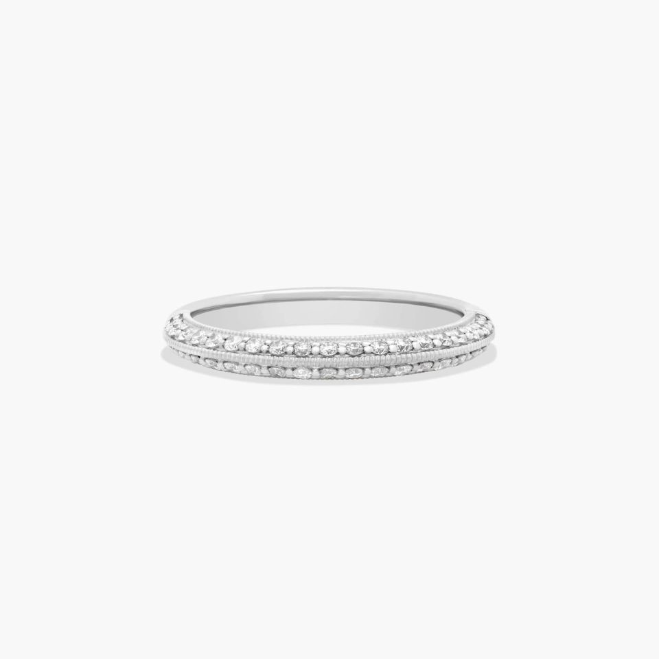 18K White Gold Pavé Knife Edge Lotus Band