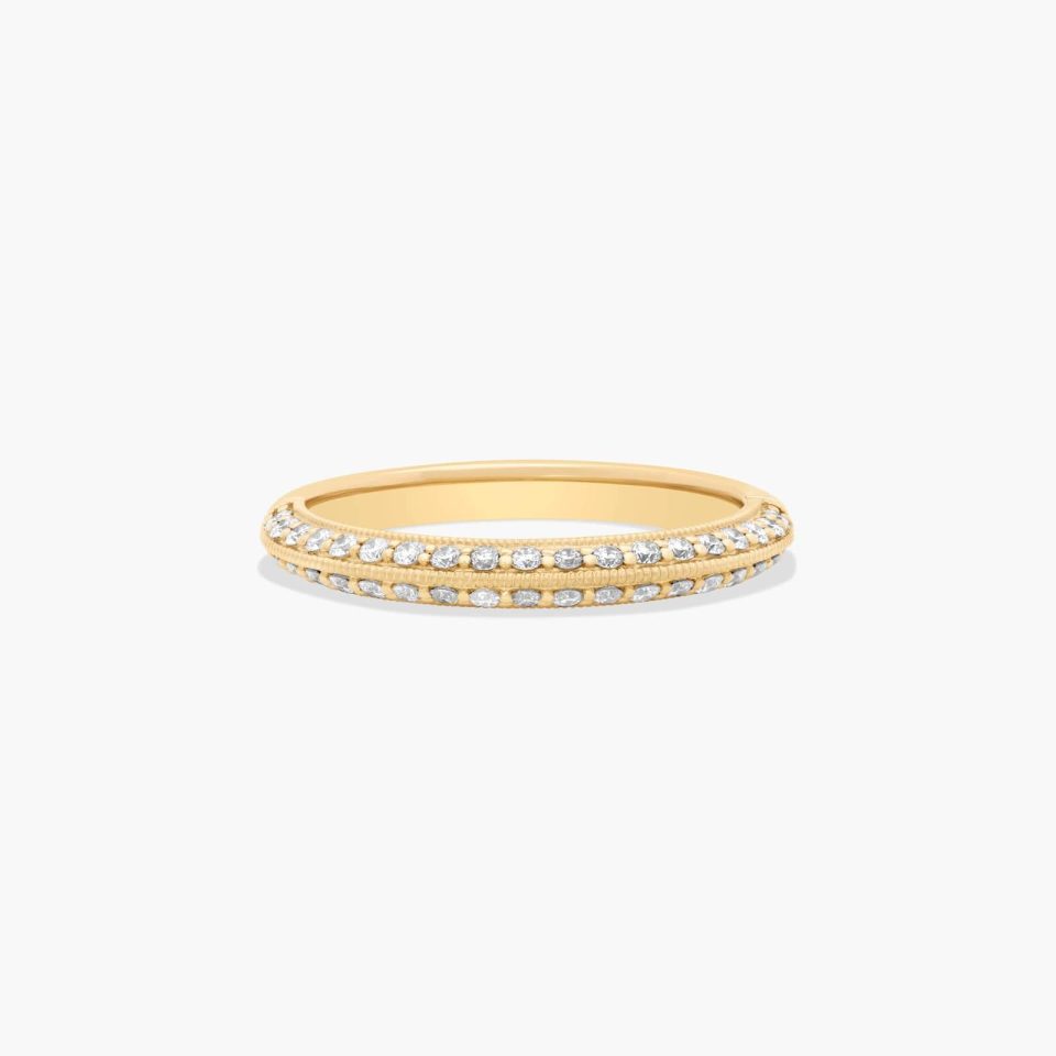 18K Yellow Gold Pavé Knife Edge Lotus Band