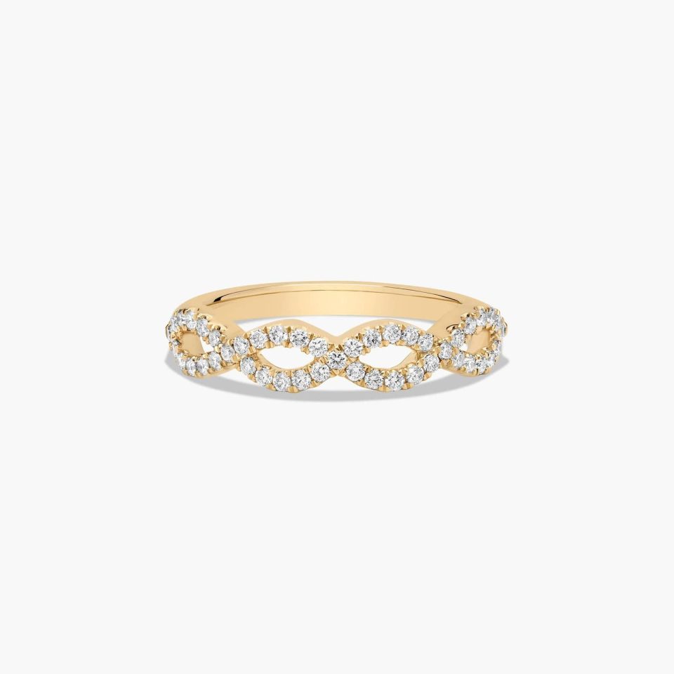 18K Yellow Gold Pavé Infinity Diamond Wedding Ring