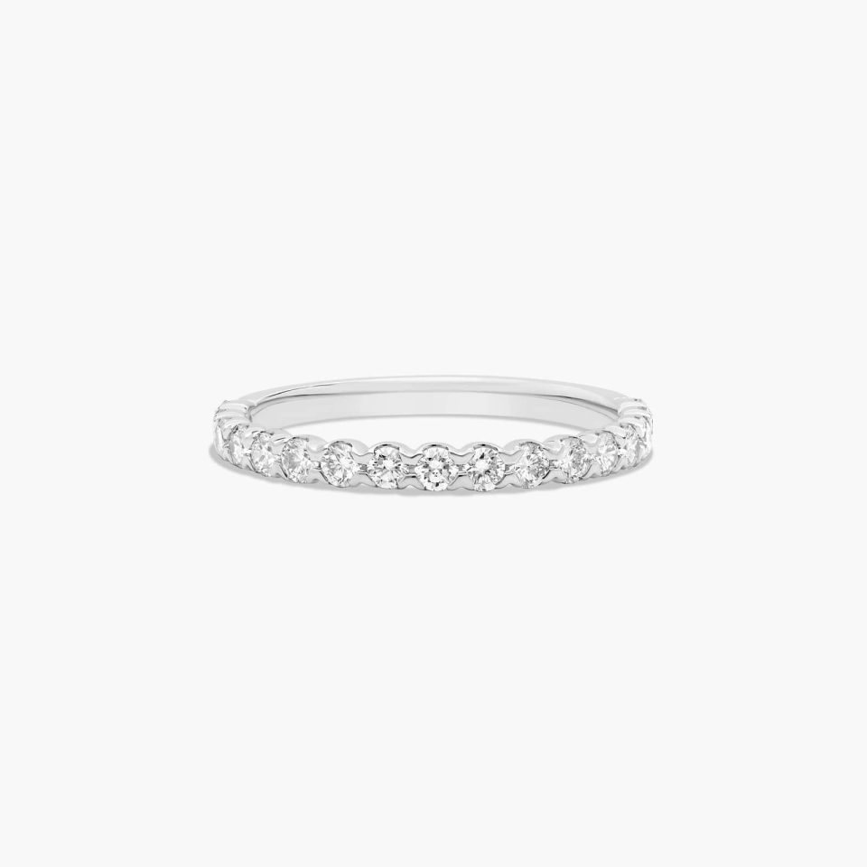 18K White Gold Scallop Style Matching Diamond Wedding Ring