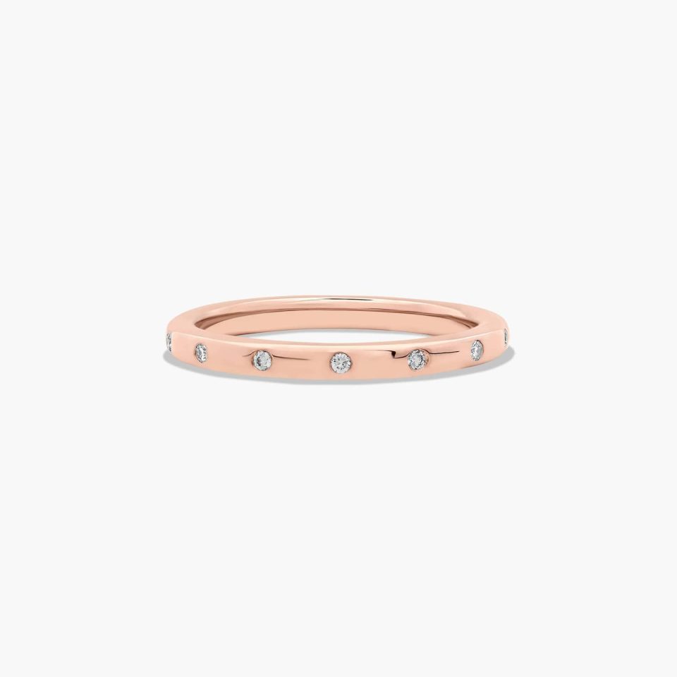 14K Rose Gold Sleek Accent Diamond Ring
