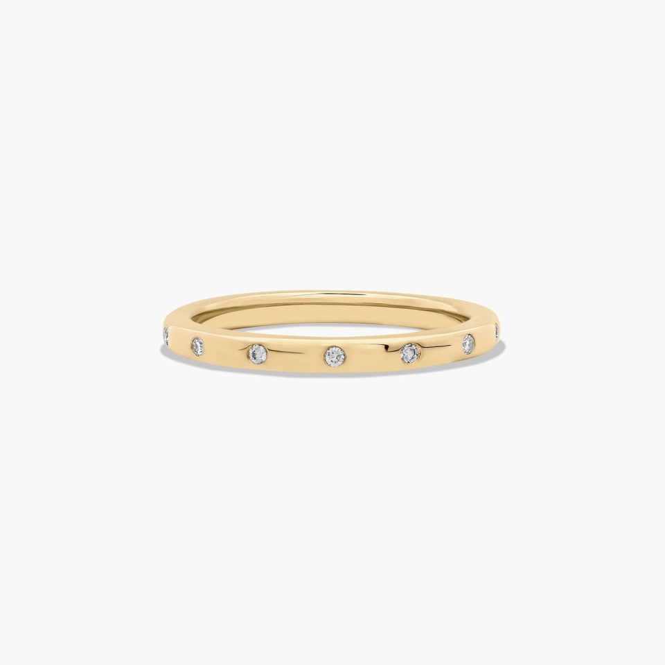 14K Yellow Gold Sleek Accent Diamond Ring