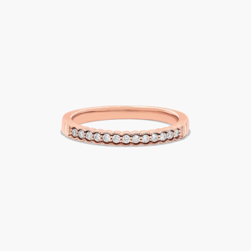 14K Rose Gold Regal Diamond Matching Wedding Ring