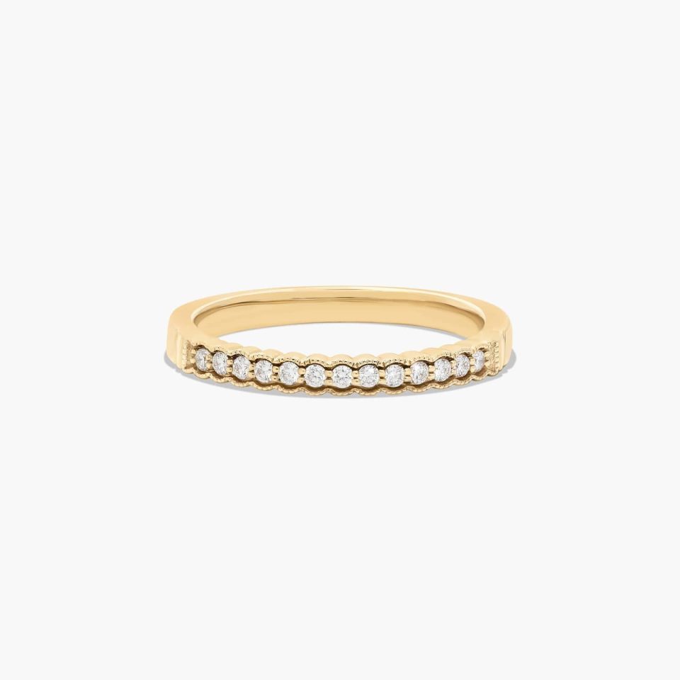 14K Yellow Gold Regal Diamond Matching Wedding Ring