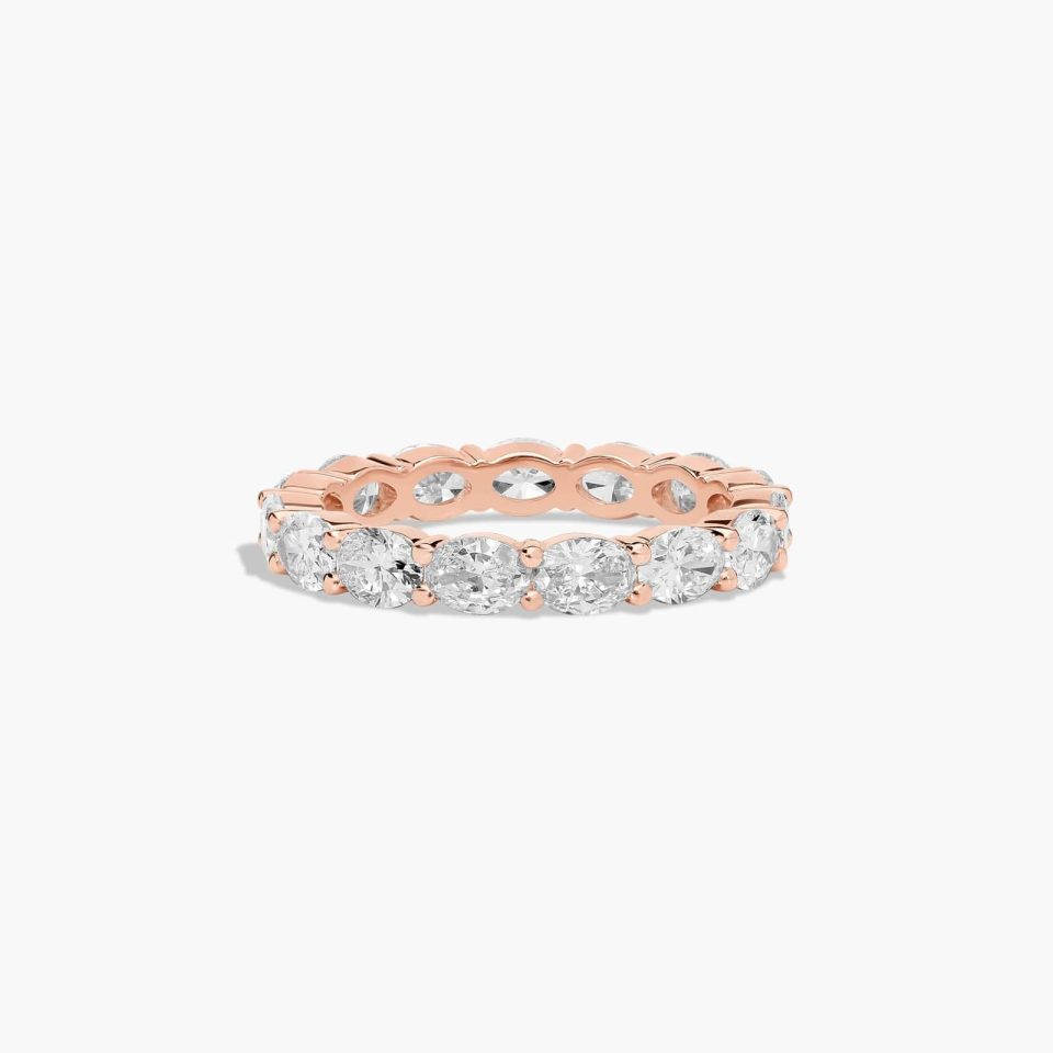 14K Rose Gold East West Oval Diamond Eternity Ring