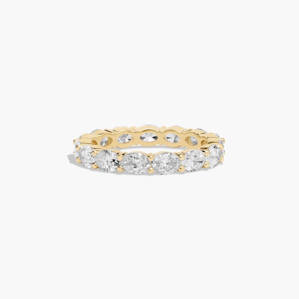 18K Yellow Gold East West Oval Diamond Eternity Ring