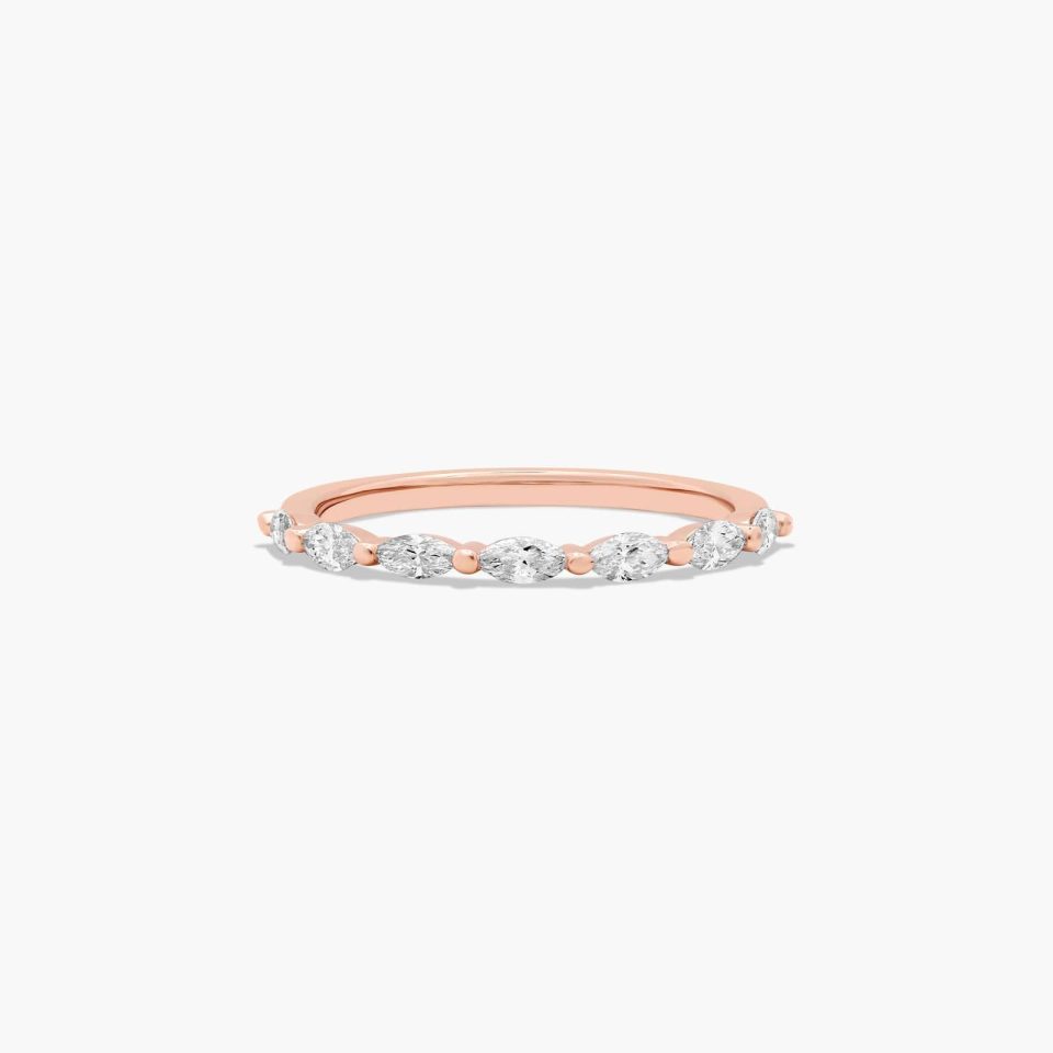 14K Rose Gold East West Marquise Diamond Wedding Ring