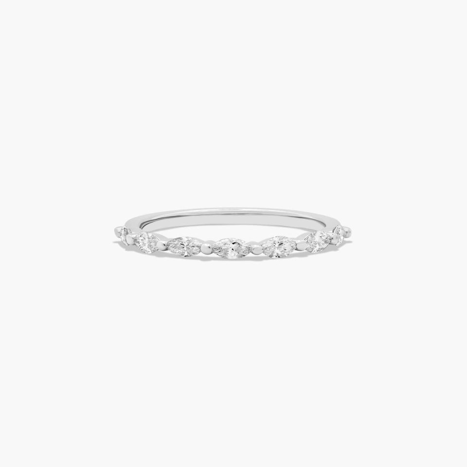 18K White Gold East West Marquise Diamond Wedding Ring