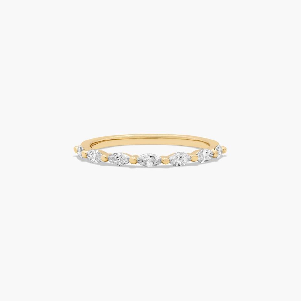 18K Yellow Gold East West Marquise Diamond Wedding Ring