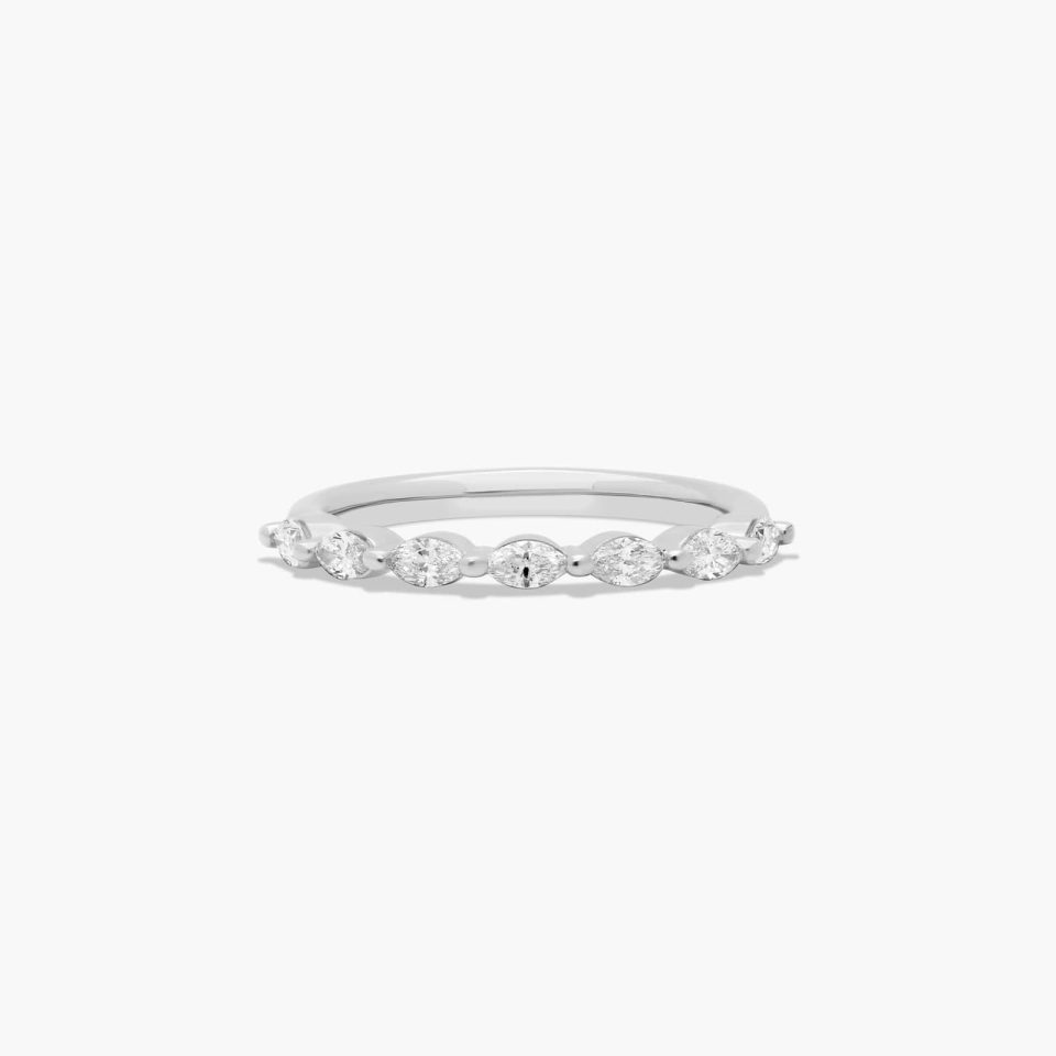 18K White Gold Shared Prong Marquise Diamond Ring