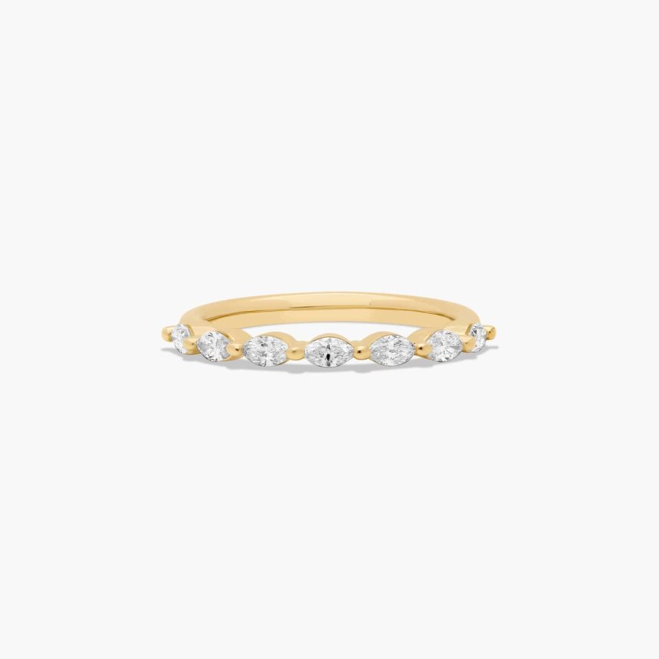 14K Yellow Gold Shared Prong Marquise Diamond Ring