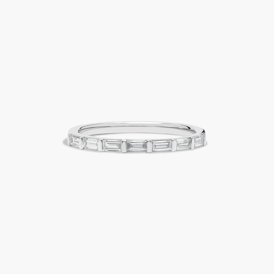 18K White Gold Straight Baguette Row Diamond Wedding Ring