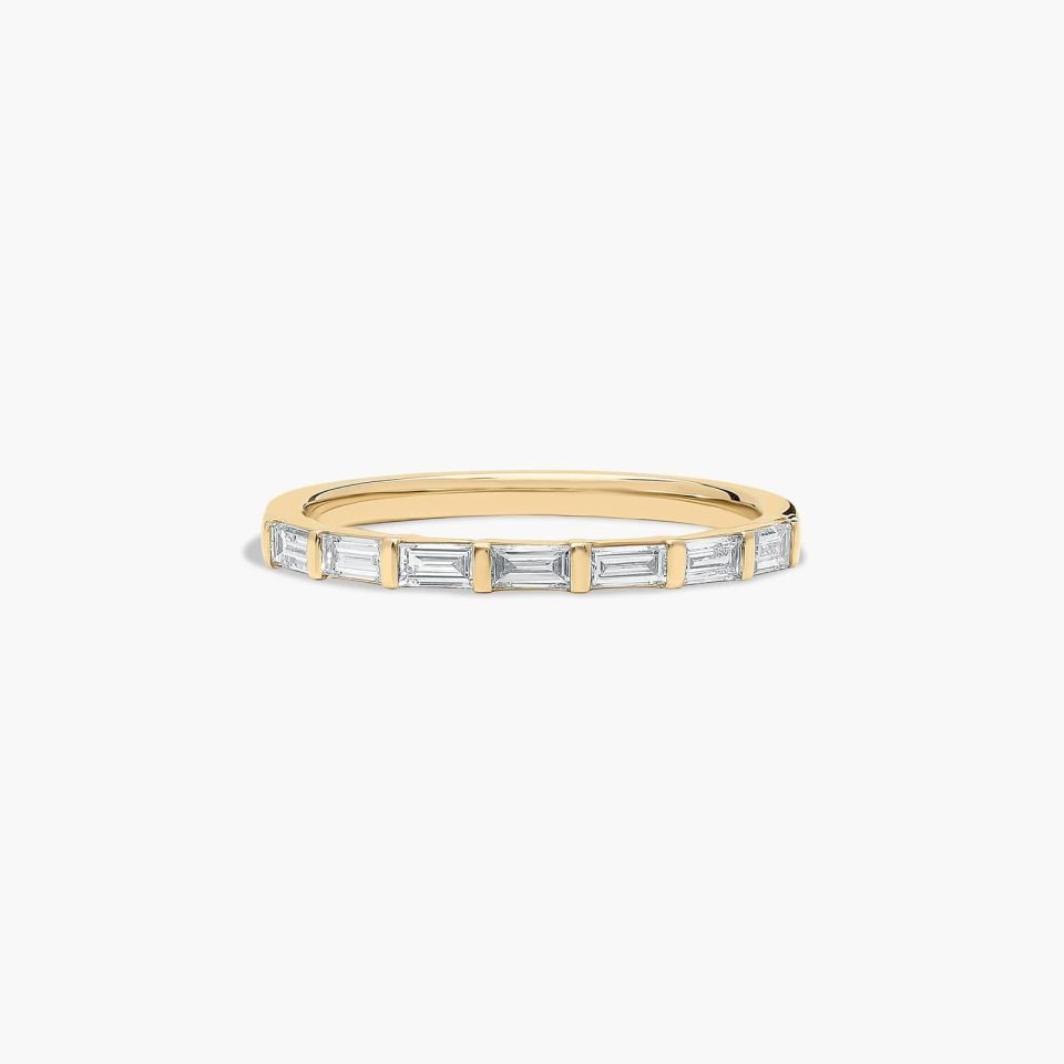 14K Yellow Gold Straight Baguette Row Diamond Wedding Ring