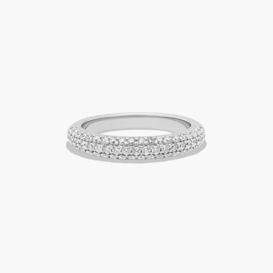18K White Gold Triple Row Diamond Ring