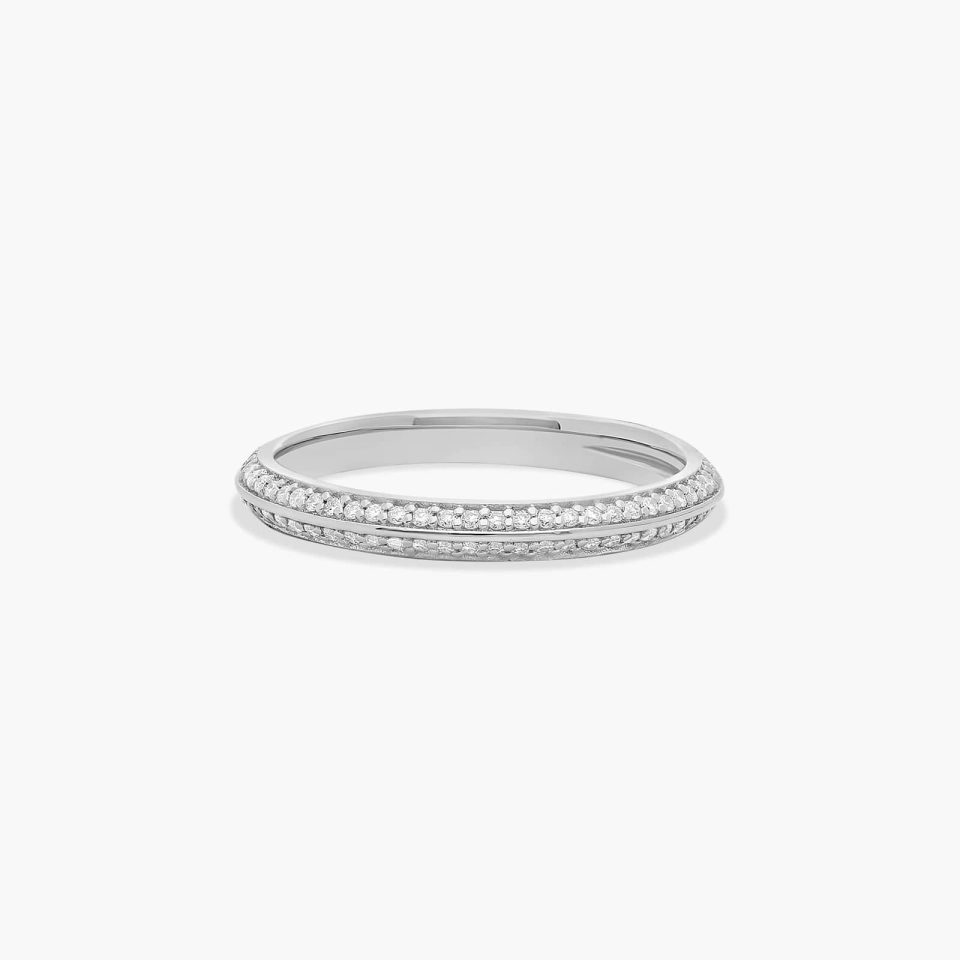 18K White Gold Pavé Knife Edge Matching Wedding Ring