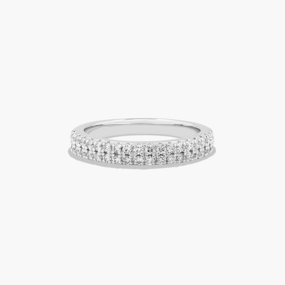 18K White Gold Two Row U Pavé Diamond Ring