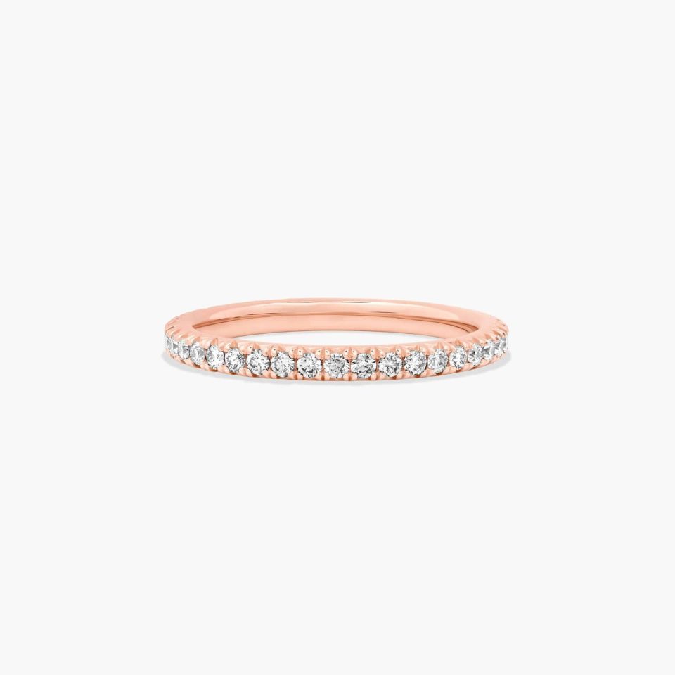 14K Rose Gold Cushion Outline Matching Eternity Wedding Band