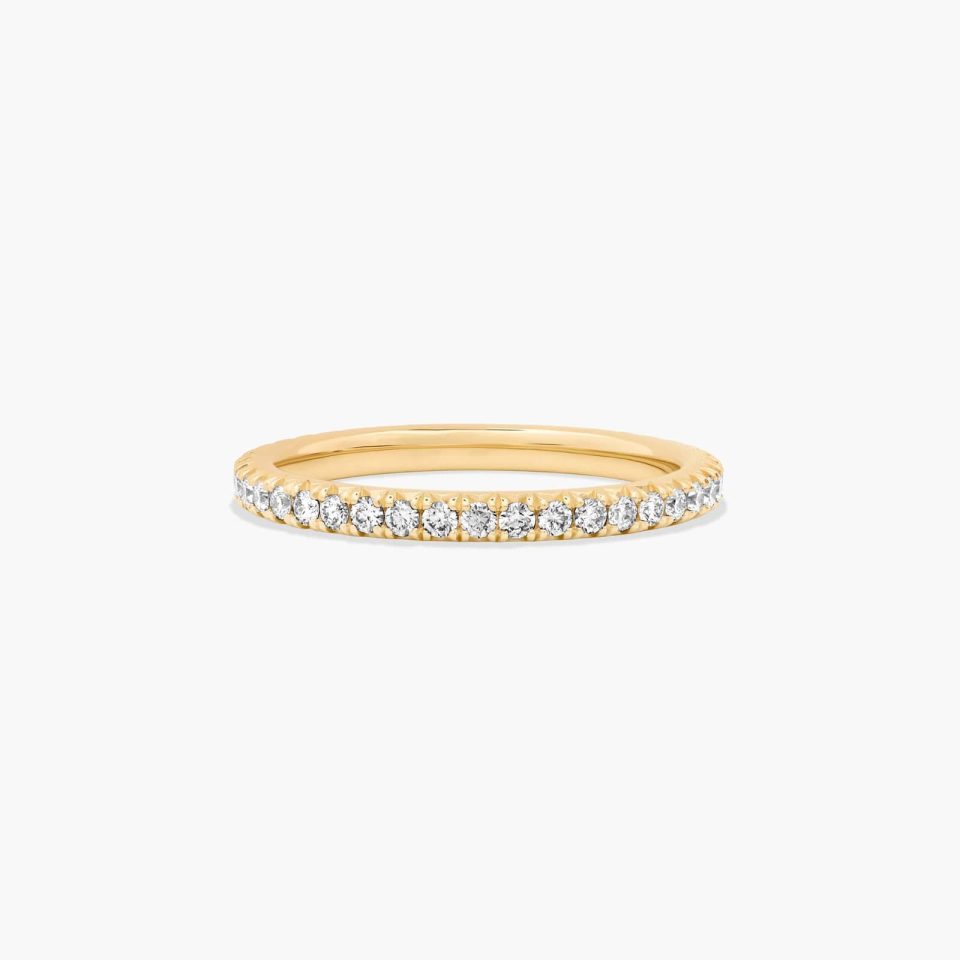 18K Yellow Gold Cushion Outline Matching Eternity Wedding Band