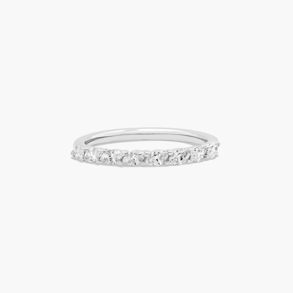 18K White Gold Drifting Marquise Diamond Wedding Ring