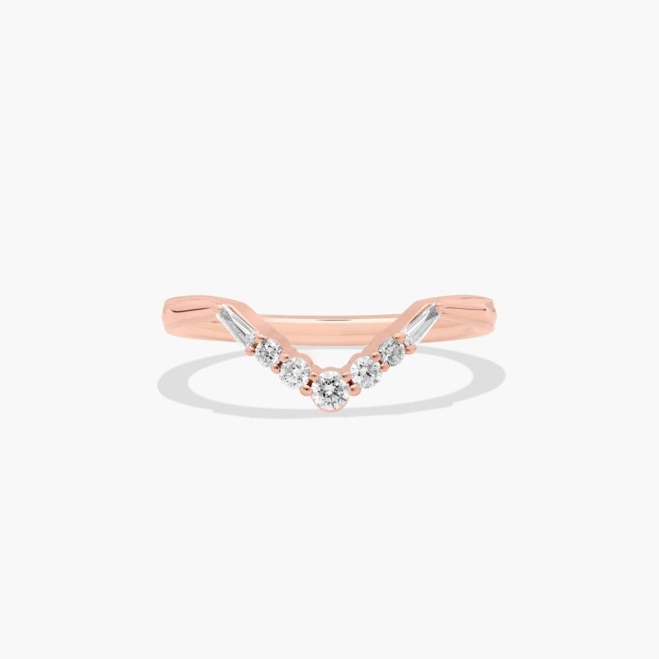 14K Rose Gold Vintage Glamour Frame Diamond Wedding Ring