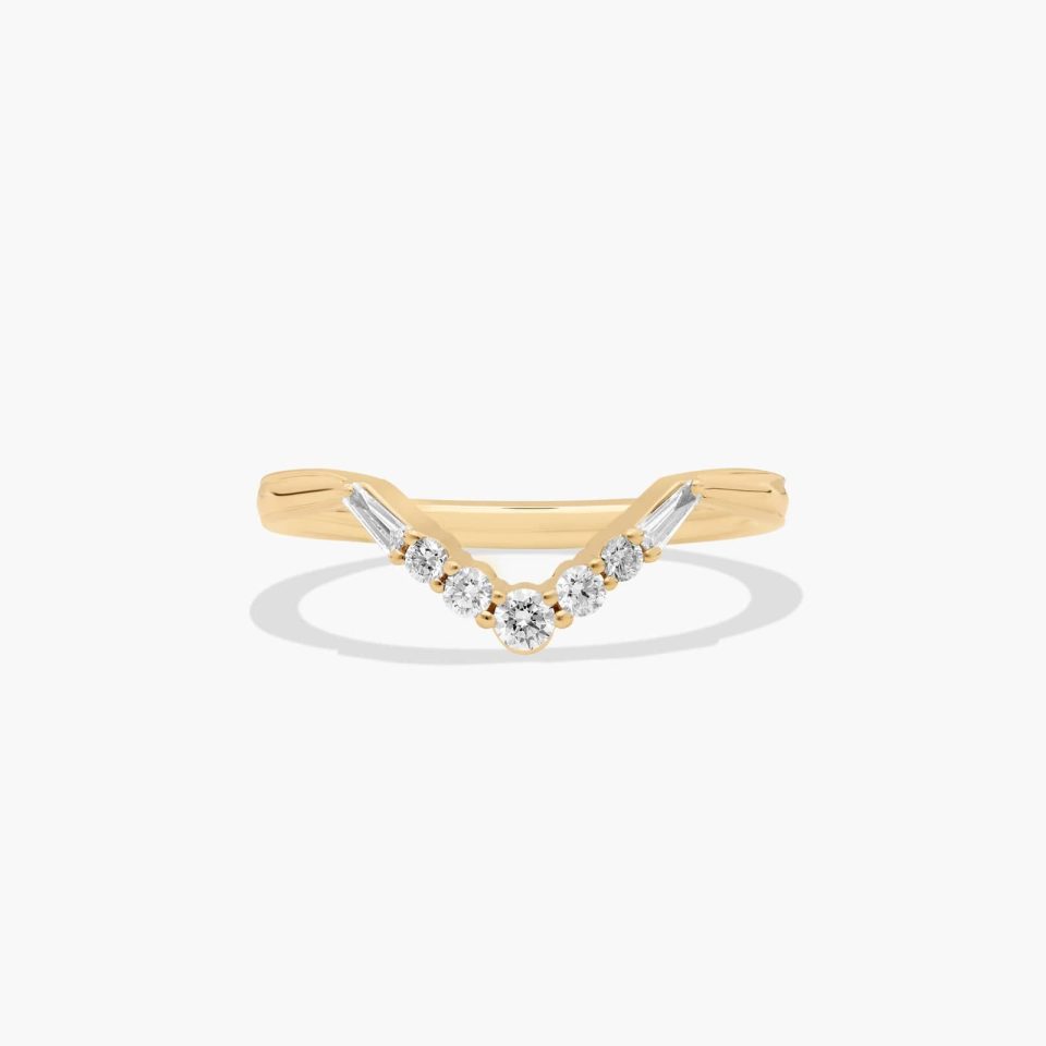 14K Yellow Gold Vintage Glamour Frame Diamond Wedding Ring