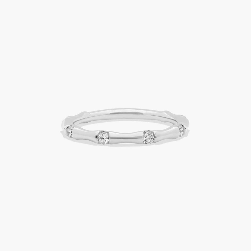18K White Gold Bamboo Diamond Ring