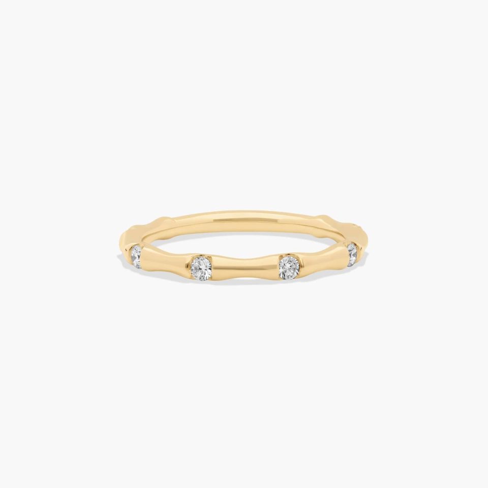 18K Yellow Gold Bamboo Diamond Ring