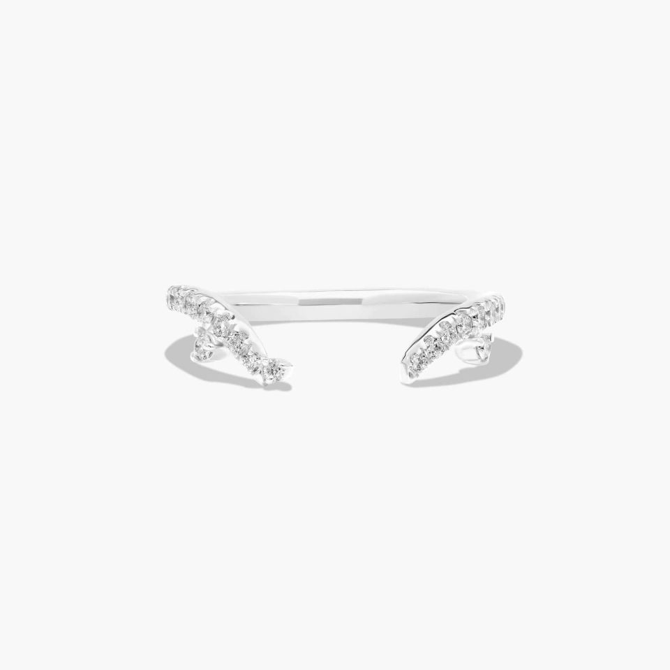 18K White Gold Blossom Tree Diamond Ring