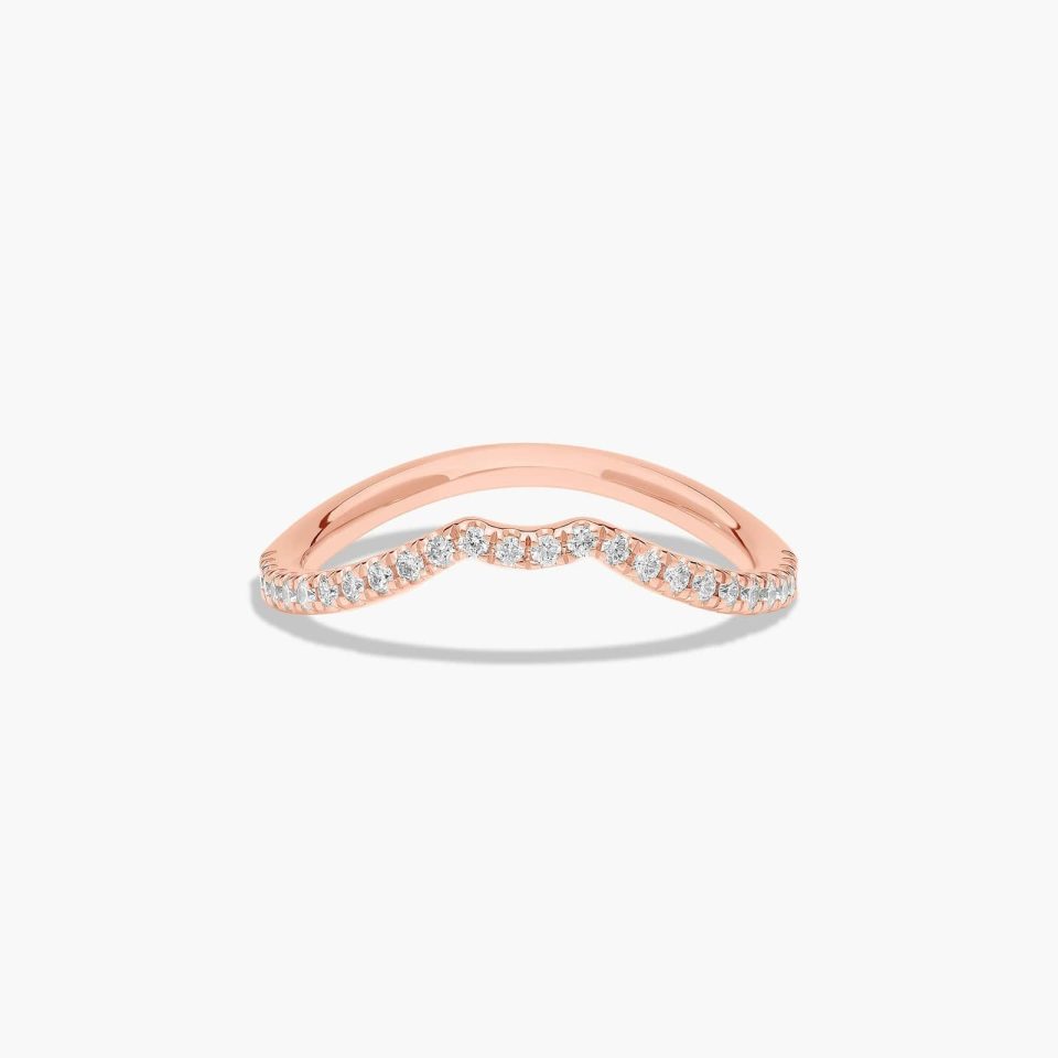 14K Rose Gold Cascade Diamond Matching Wedding Band