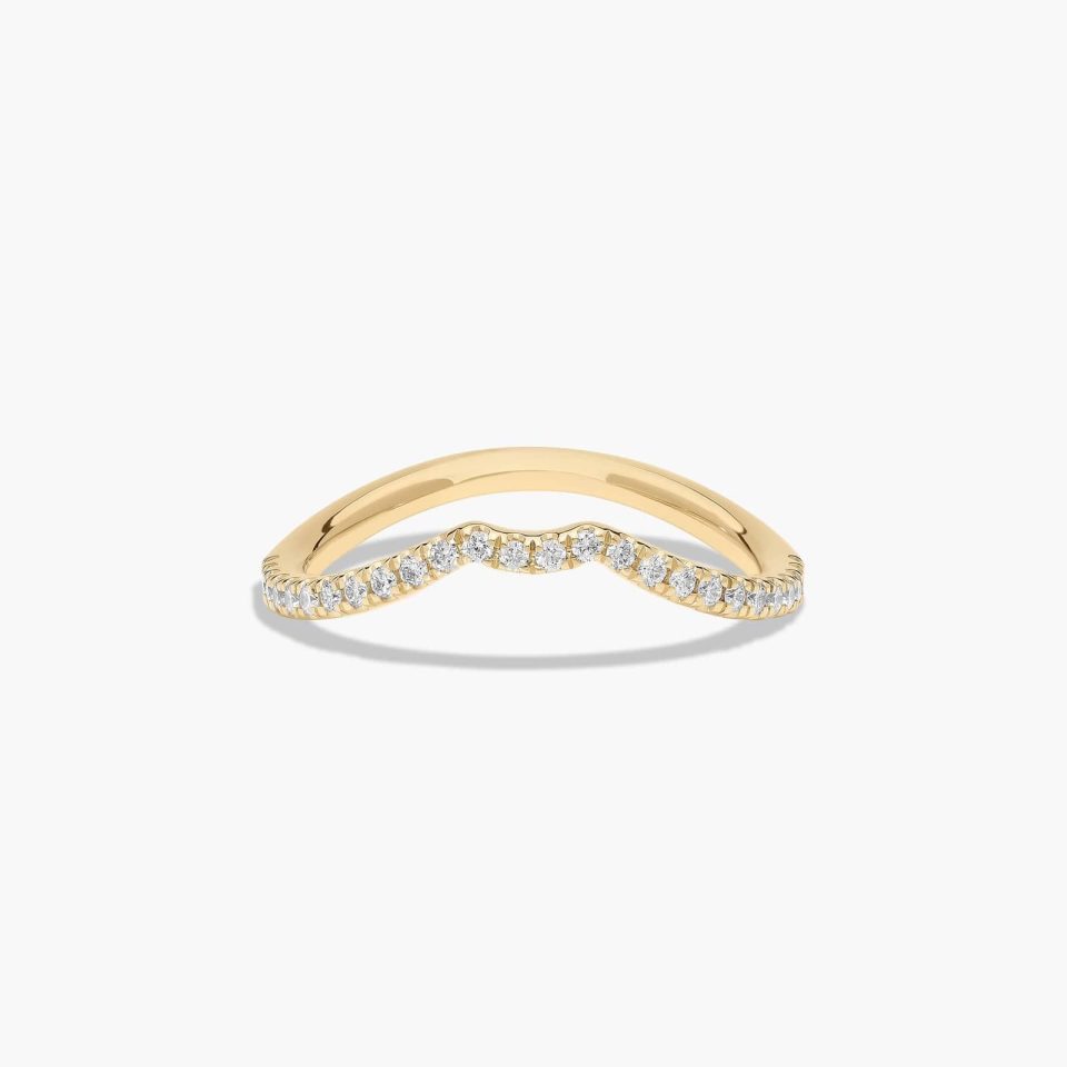 18K Yellow Gold Cascade Diamond Matching Wedding Band