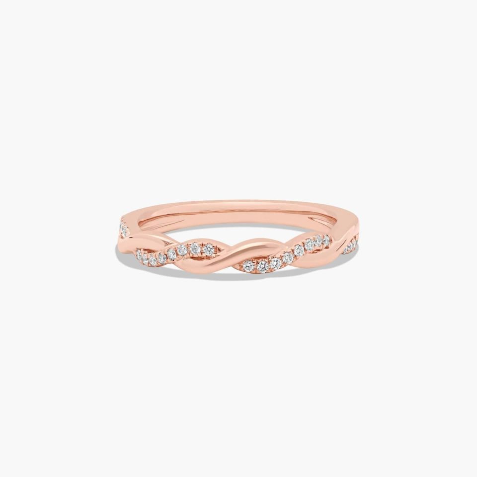 14K Rose Gold Interlaced Pavé Diamond Wedding Ring