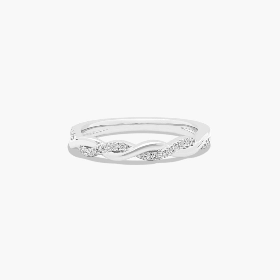 18K White Gold Interlaced Pavé Diamond Wedding Ring