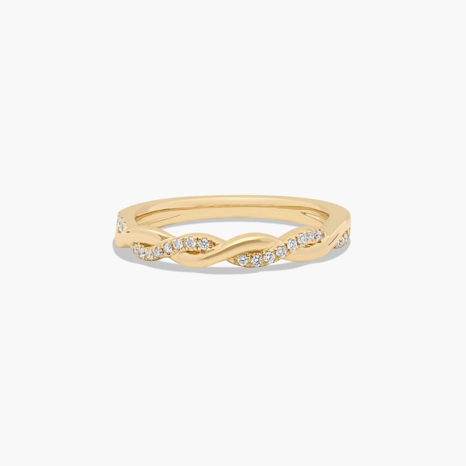 18K Yellow Gold Interlaced Pavé Diamond Wedding Ring