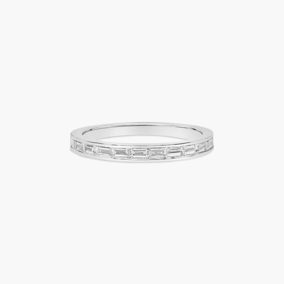 18K White Gold Baguette Diamond Line Wedding Ring