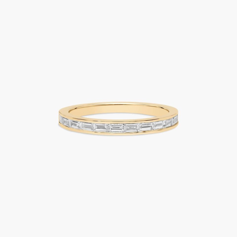 18K Yellow Gold Baguette Diamond Line Wedding Ring