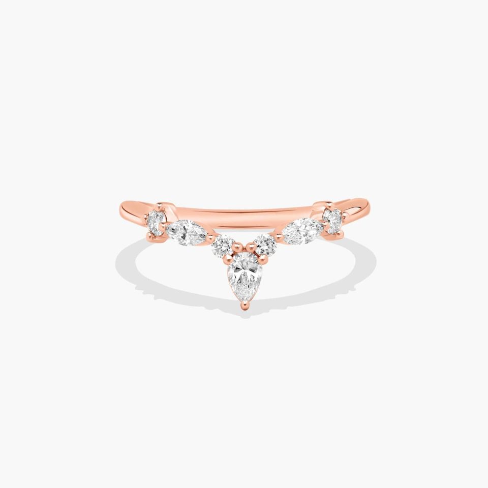 14K Rose Gold Diamond Contour Wedding Ring