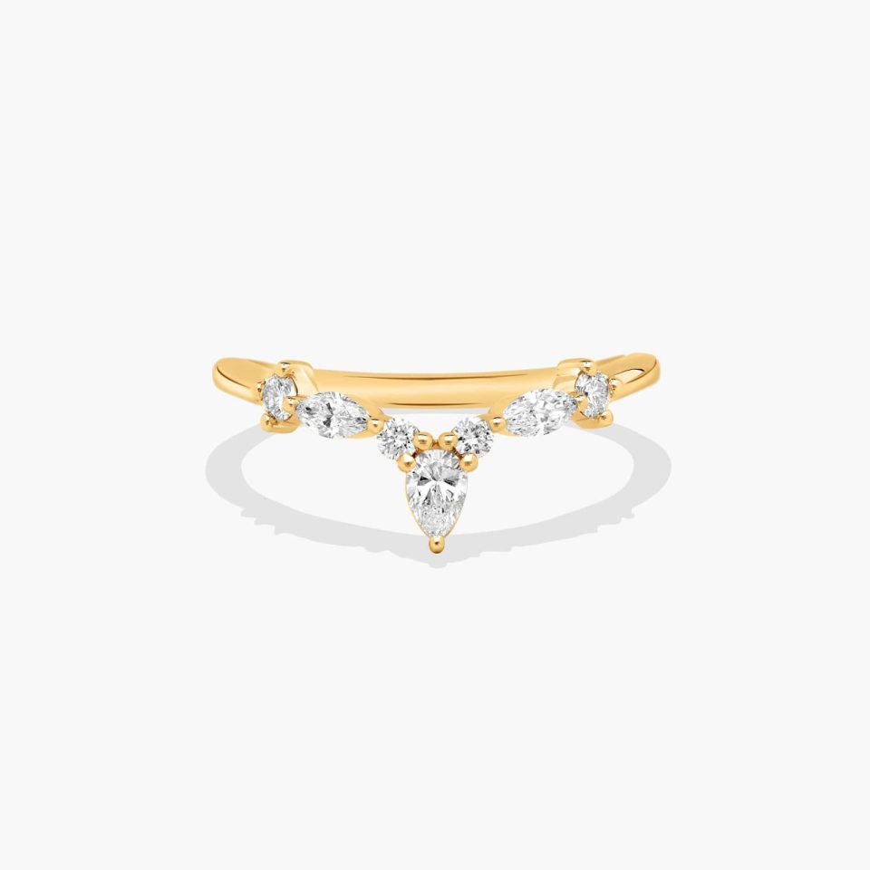 18K Yellow Gold Diamond Contour Wedding Ring