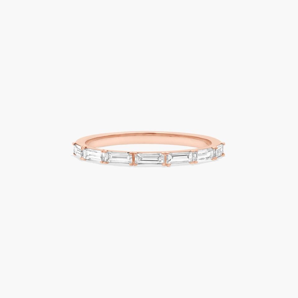 14K Rose Gold Floating Diamond Line Wedding Ring