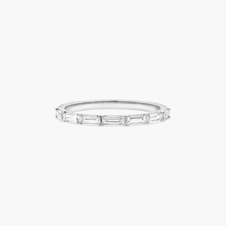 18K White Gold Floating Diamond Line Wedding Ring