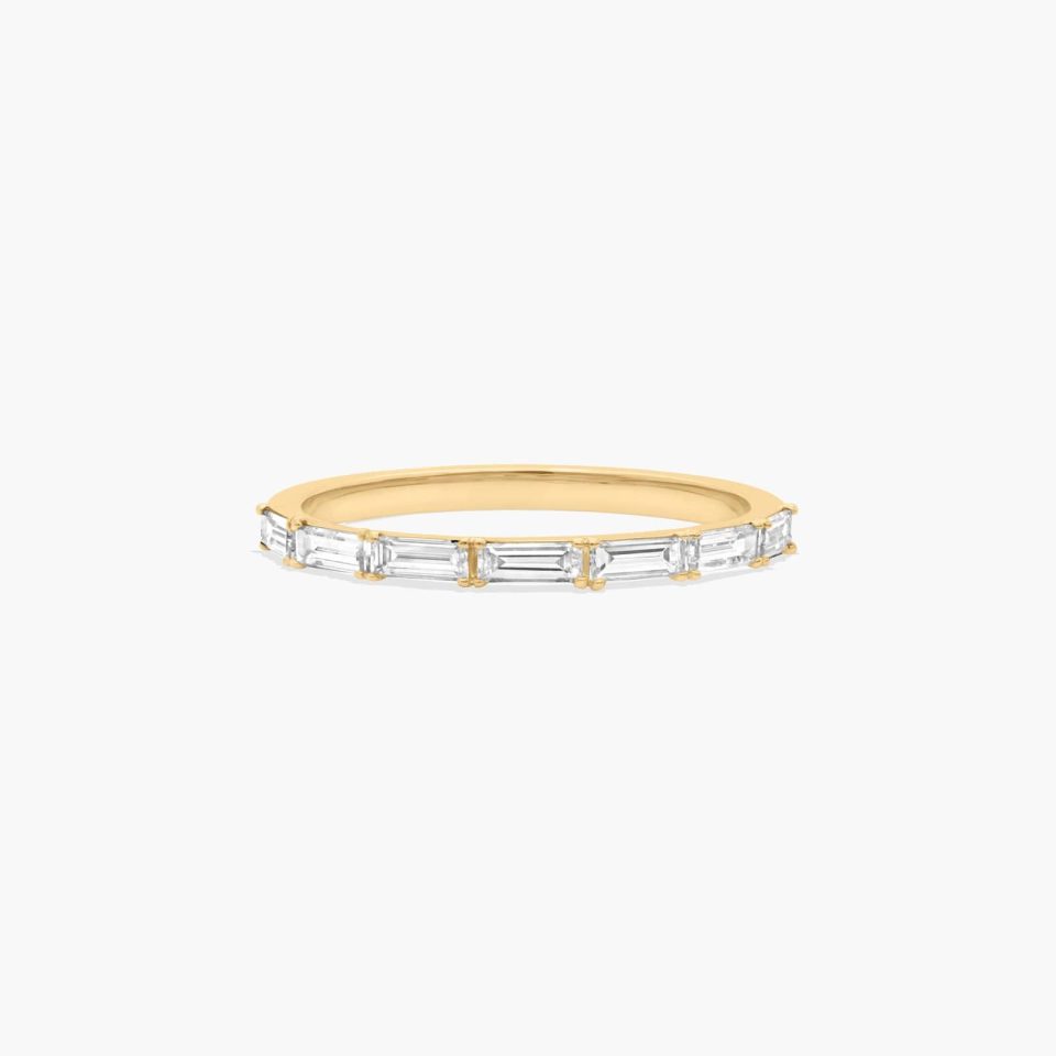 18K Yellow Gold Floating Diamond Line Wedding Ring