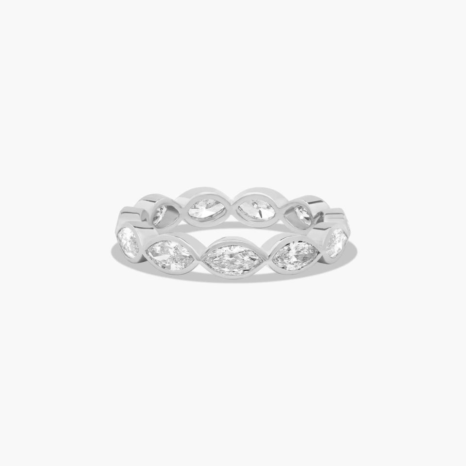 18K White Gold Bezel Set Marquise Diamond Eternity Ring
