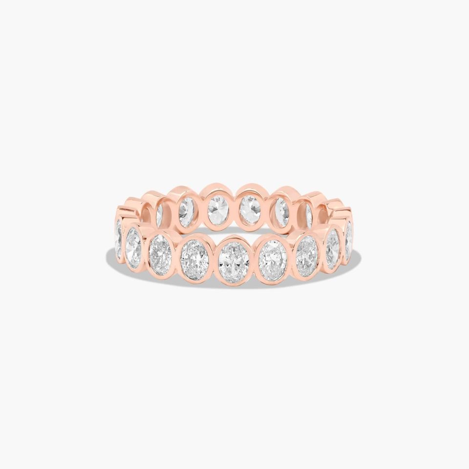 14K Rose Gold Bezel Set Oval Diamond Eternity Ring