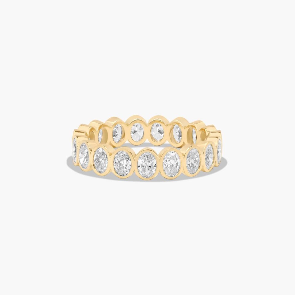 18K Yellow Gold Bezel Set Oval Diamond Eternity Ring